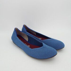Rothy's The Flat Blue Mini Stripe Ballet Flats Size 9.5 Round Toe